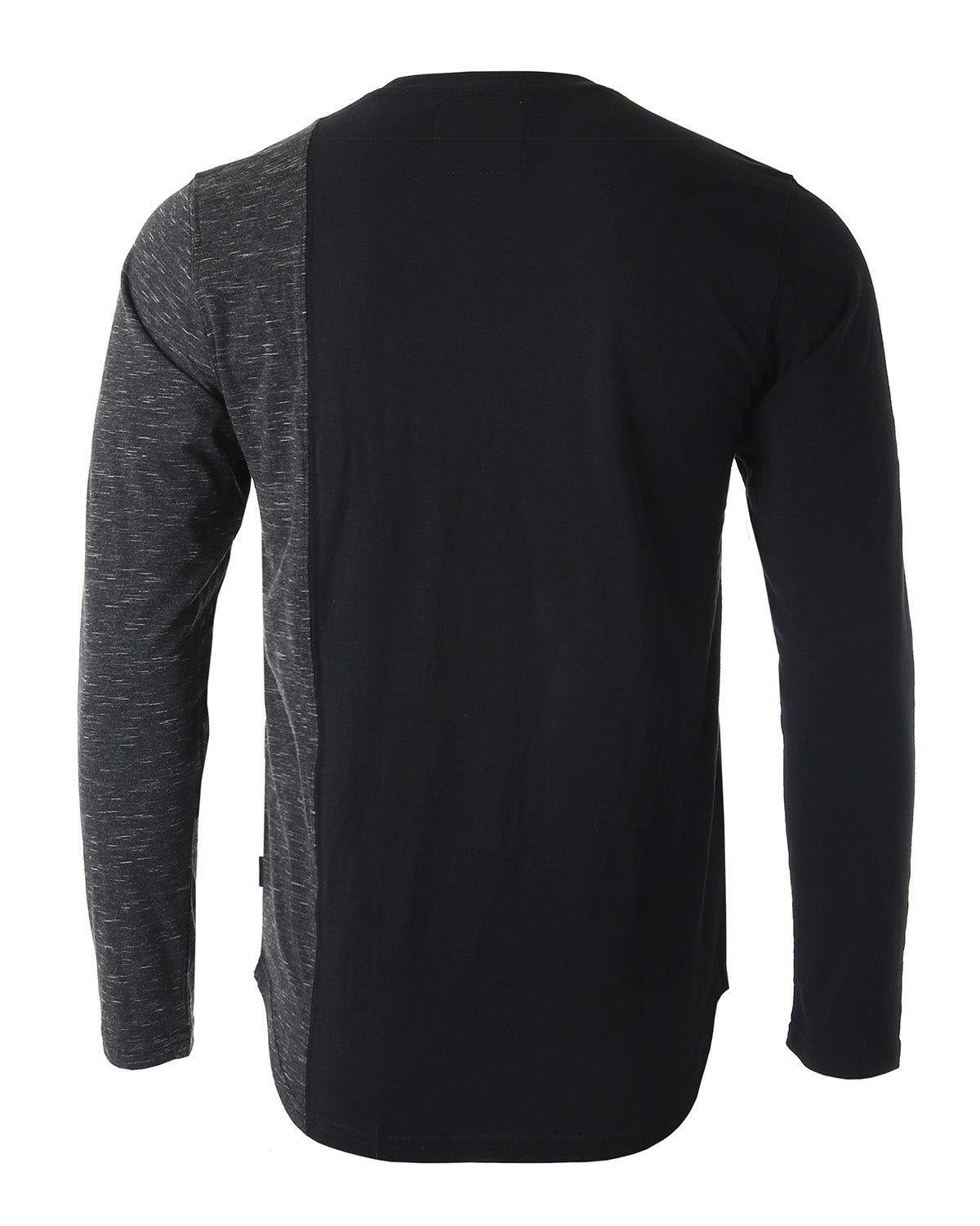 ZIMEGO Men's Fashion Color Block Long Sleeve Curved Hemline