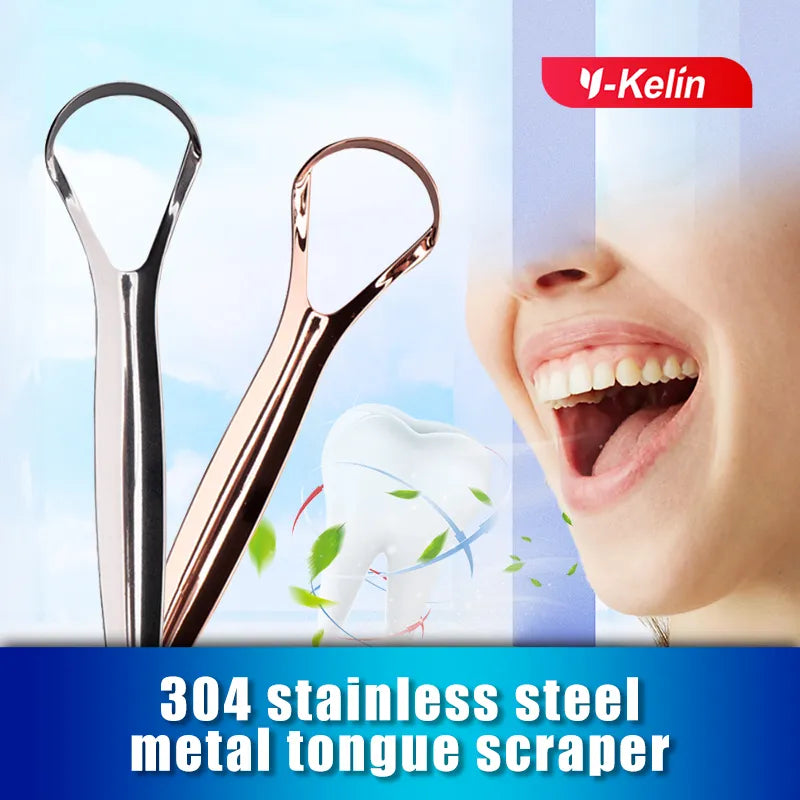 Y-Kelin Hot Sale Stainless Steel Tongue Scraper Metal Cleaner Reusable & Eco-friendly Brush Fresh Breath Oral Care