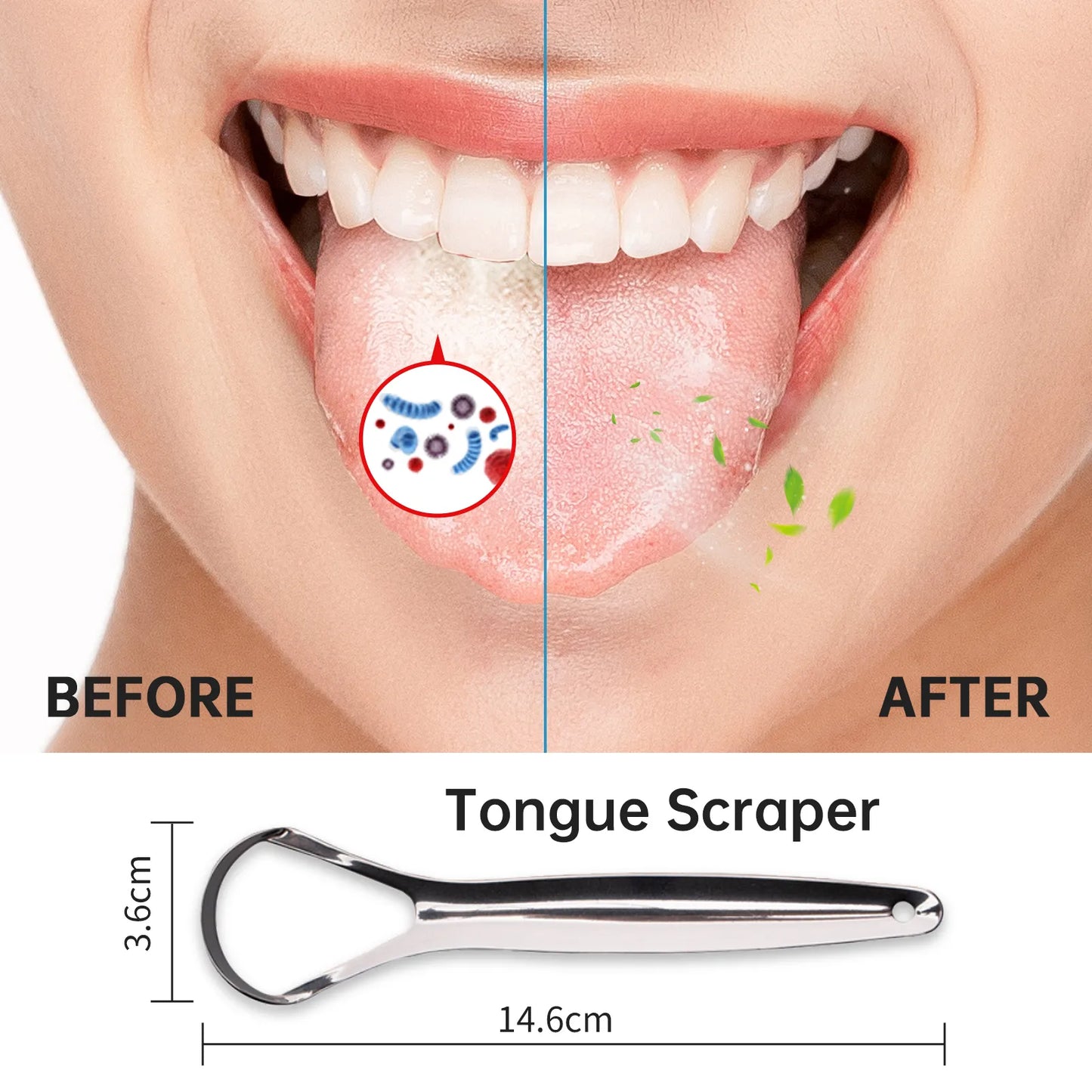 Y-Kelin Hot Sale Stainless Steel Tongue Scraper Metal Cleaner Reusable & Eco-friendly Brush Fresh Breath Oral Care