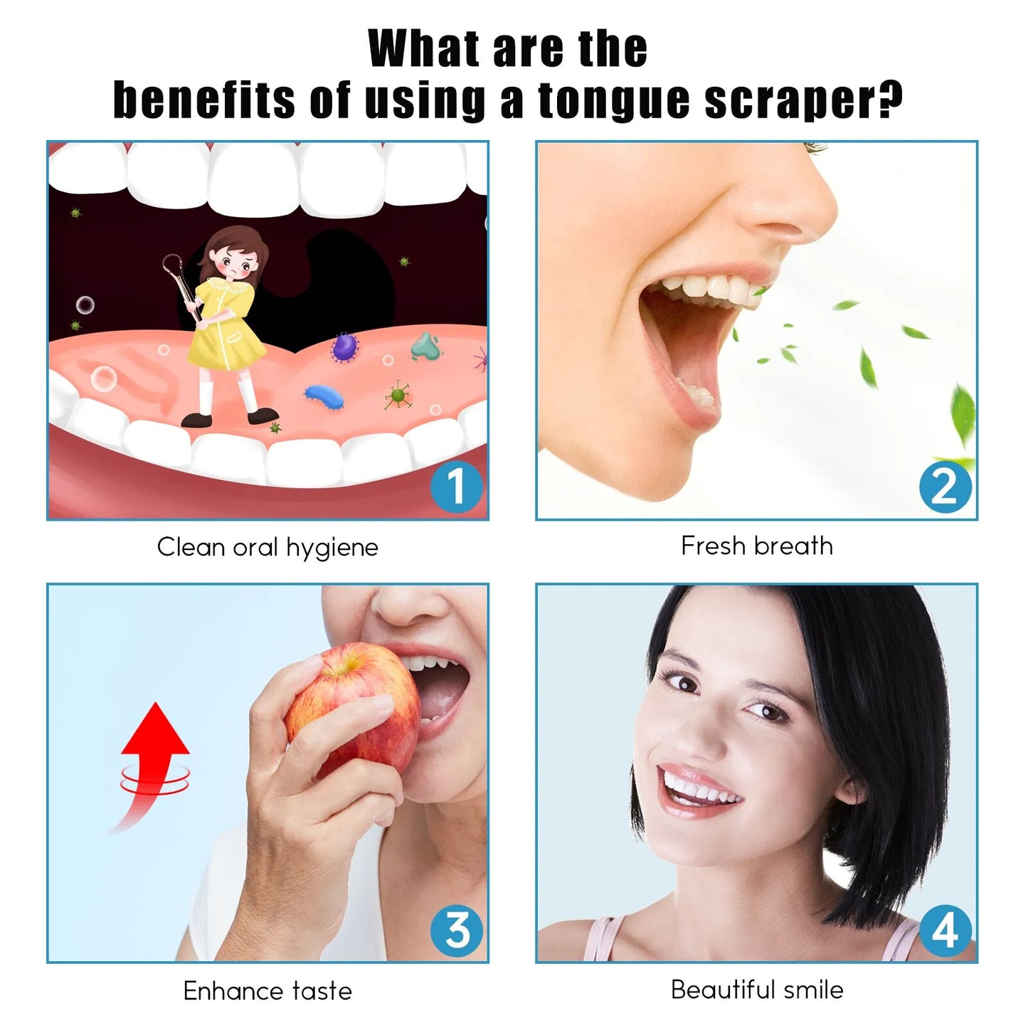 Y-Kelin Hot Sale Stainless Steel Tongue Scraper Metal Cleaner Reusable & Eco-friendly Brush Fresh Breath Oral Care