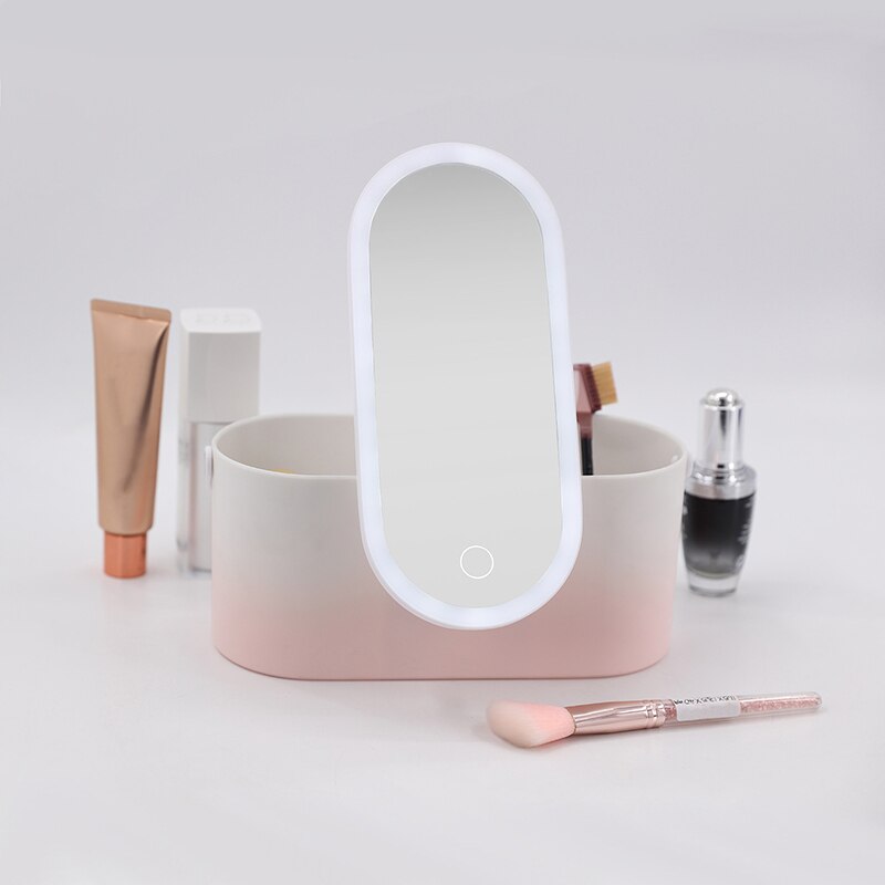 Storage Box Makeup Mirror Portable Led - Makeup Organizer Box Light