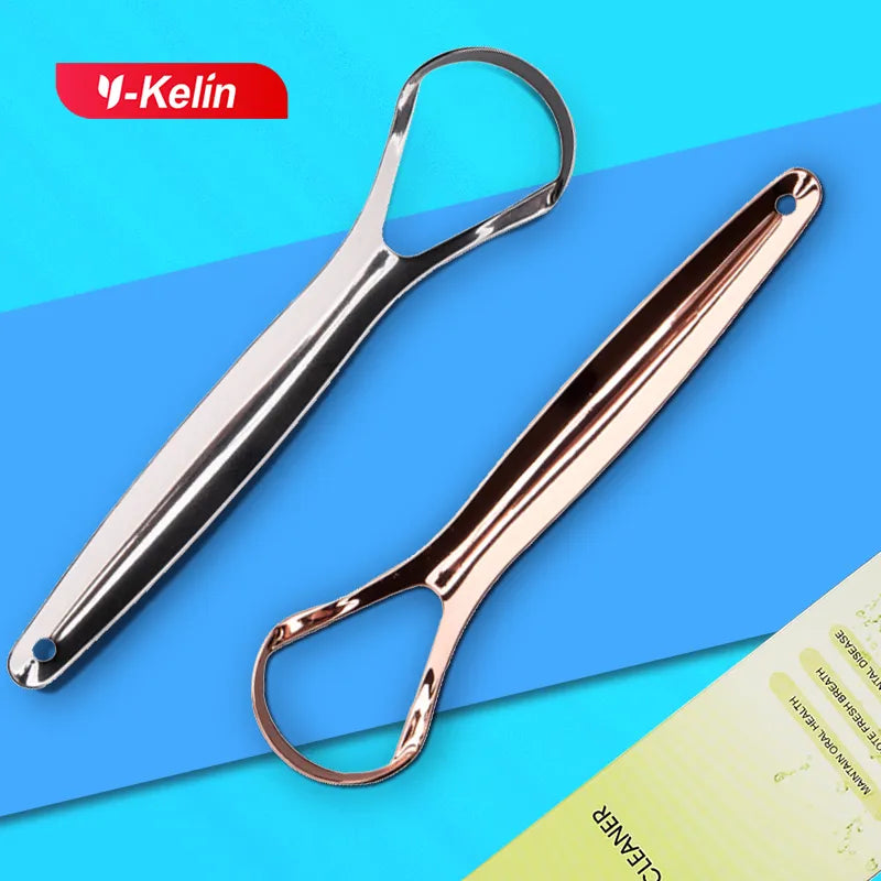 Y-Kelin Hot Sale Stainless Steel Tongue Scraper Metal Cleaner Reusable & Eco-friendly Brush Fresh Breath Oral Care