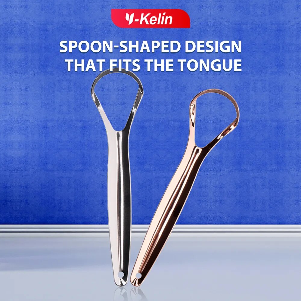 Y-Kelin Hot Sale Stainless Steel Tongue Scraper Metal Cleaner Reusable & Eco-friendly Brush Fresh Breath Oral Care
