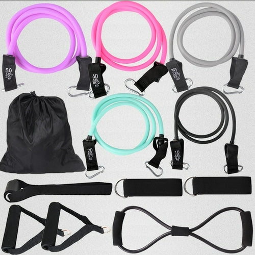 Rubber Bodybuilding Home Gym Equipment - 12pcs Resistance Bands Set