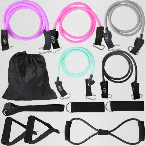 Rubber Bodybuilding Home Gym Equipment - 12pcs Resistance Bands Set