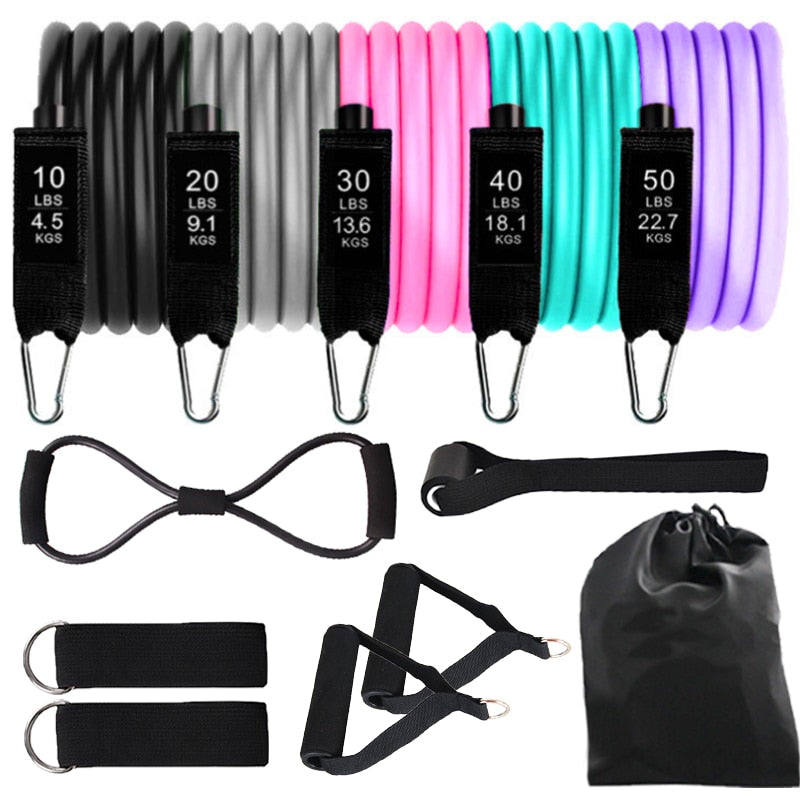 Rubber Bodybuilding Home Gym Equipment - 12pcs Resistance Bands Set