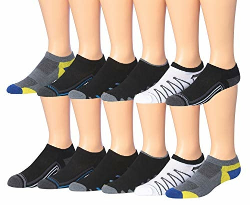 James Fiallo Men's 12-Pairs Performance Low Cut Athletic Sport Socks