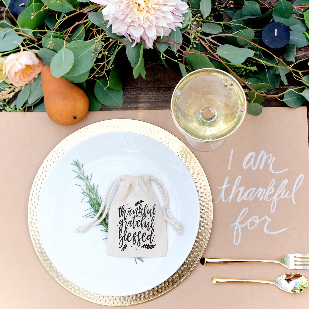 Thankful, Grateful, Blessed Thanksgiving Favor Bags, 6-Pack