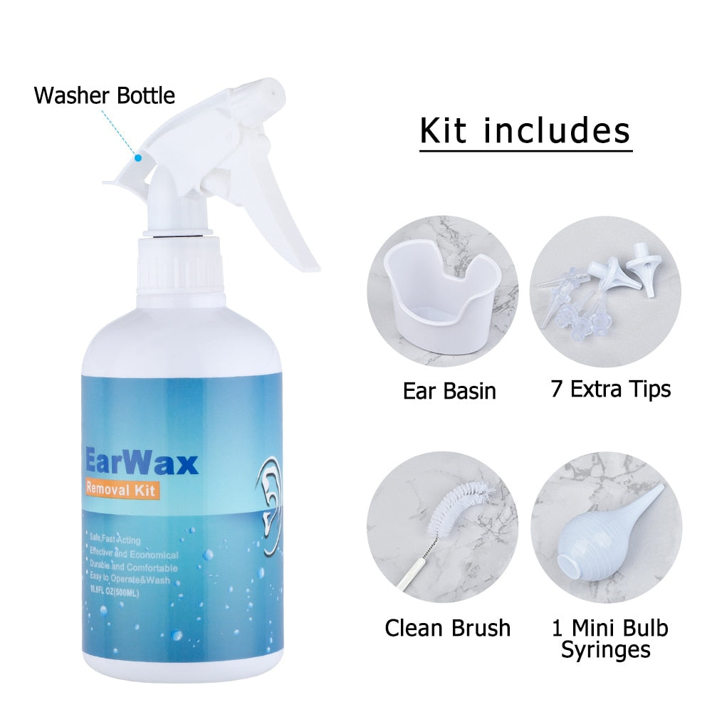 500/300ml Ear Cleaner Kit Ear Wax Remover Plastic Bottle Ear