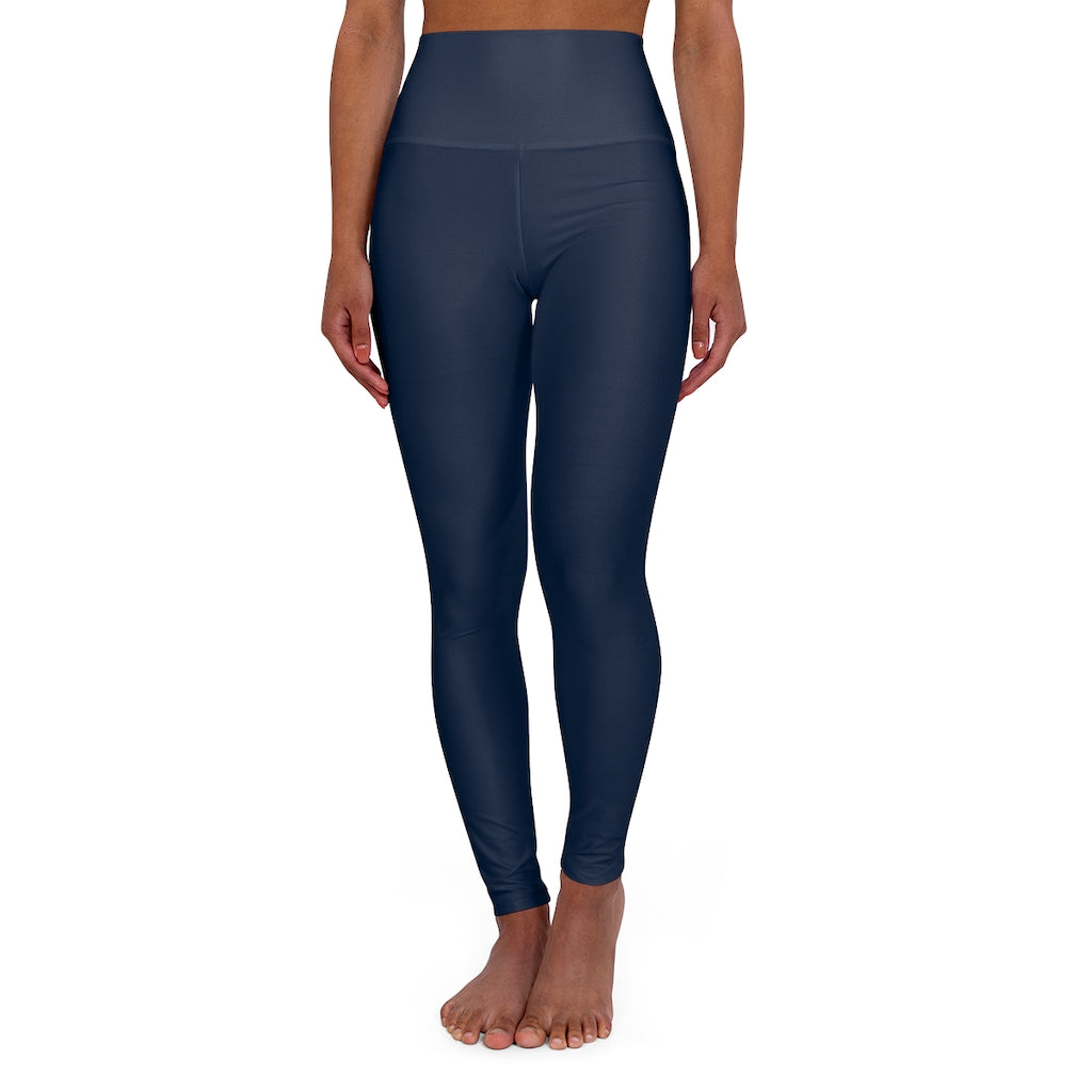 Womens Yoga Leggings - High Waist / Navy Blue Fitness Pants