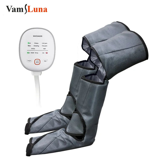 New Leg Air Compression Massager Heated for Foot and Calf Thigh Circulation with Handheld Controller 6 Modes 3 Intensities