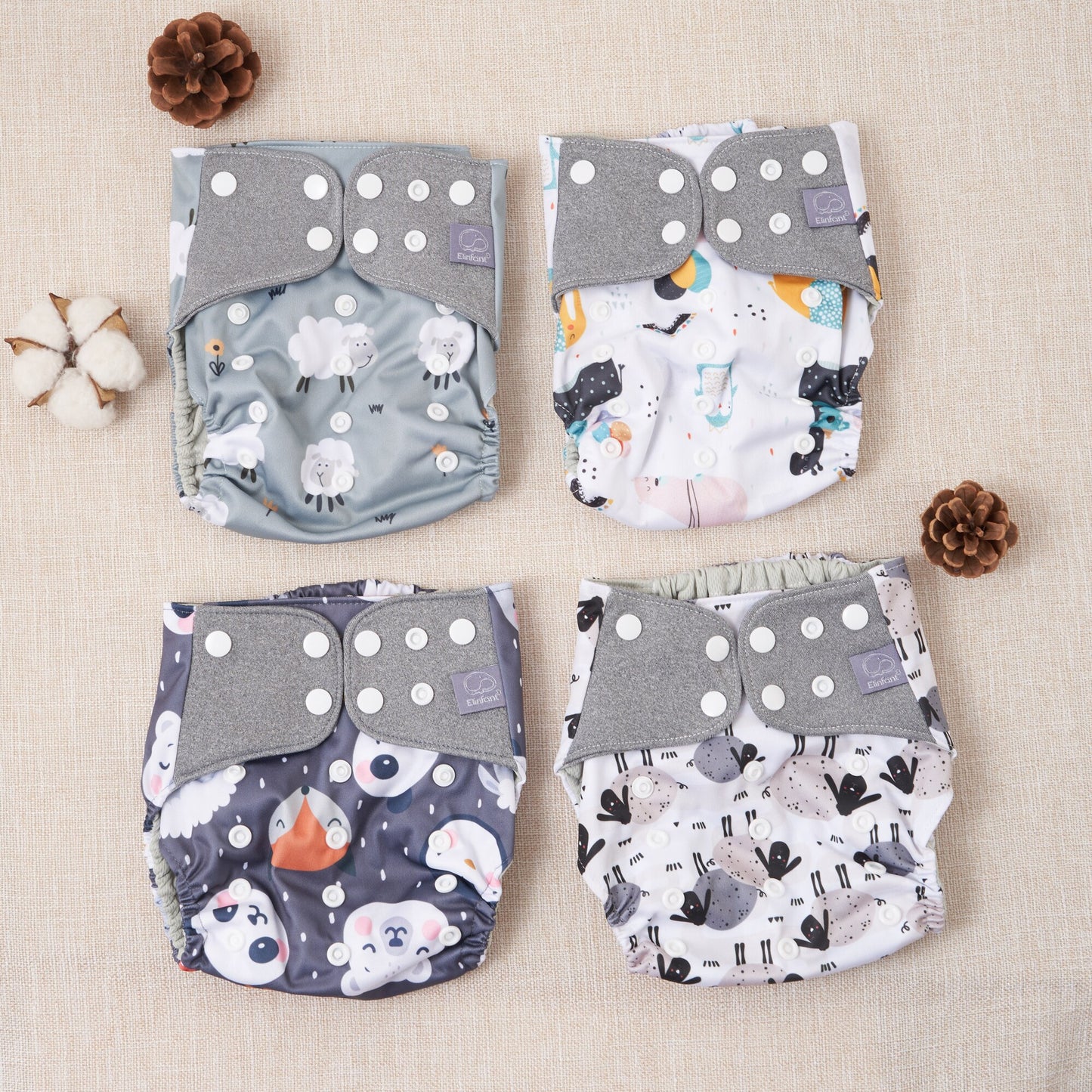 New Elinfant 4pcs /set Washable Reusable Gray Mesh Cloth Adjustable