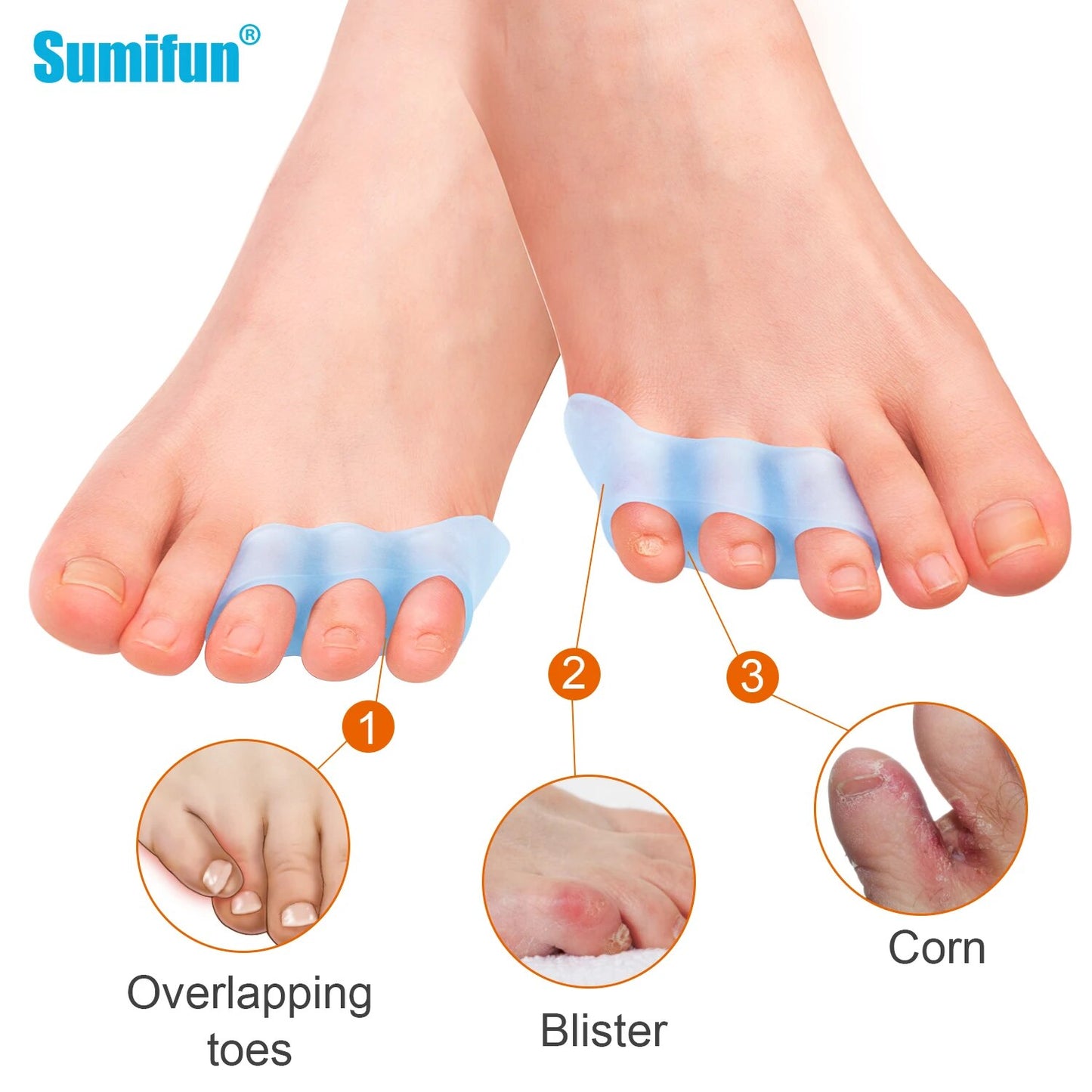 2Pcs Three-hole Little Toe Separator Overlapping Toes Bunion Blister Pain Relief Toe Straightener Protector Foot Care Tool C1794