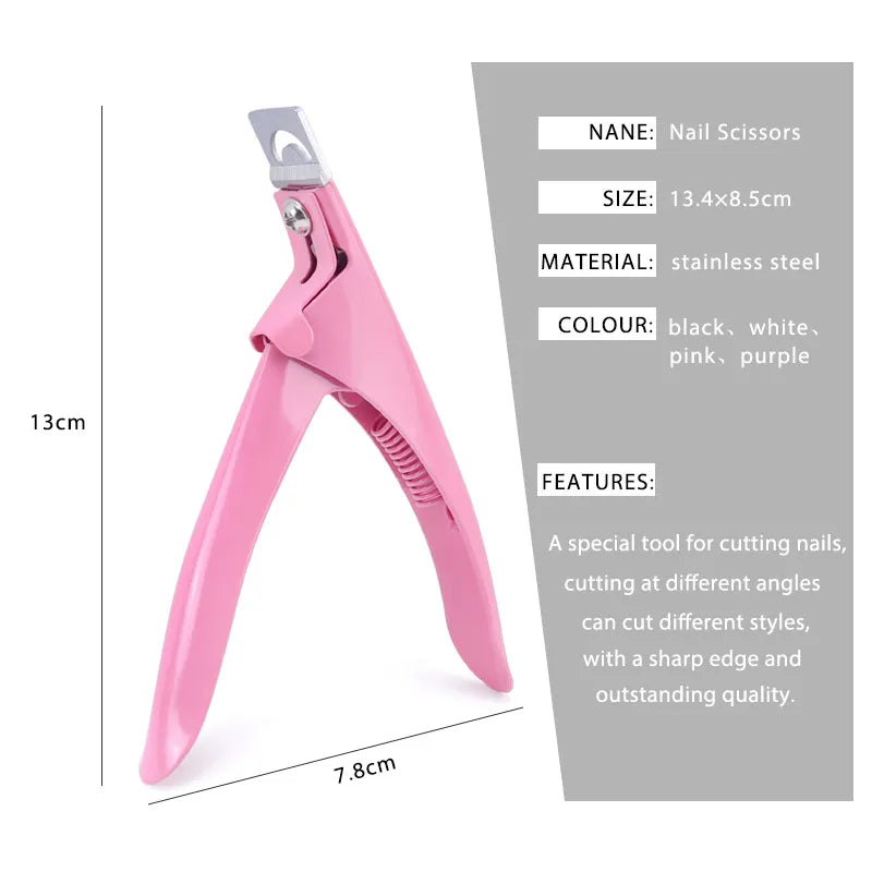 Professional Nail Art Clipper Special type U word False Tips Edge Cutters Manicure Colorful Stainless Steel Nail Art Tools