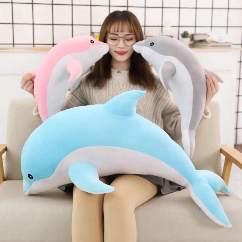 160cm Large Kawaii Dolphin Plush Toys for Children Stuffed Sea Animal Doll Soft Baby Sleeping Pillow Lovely Gift for Kids Girls