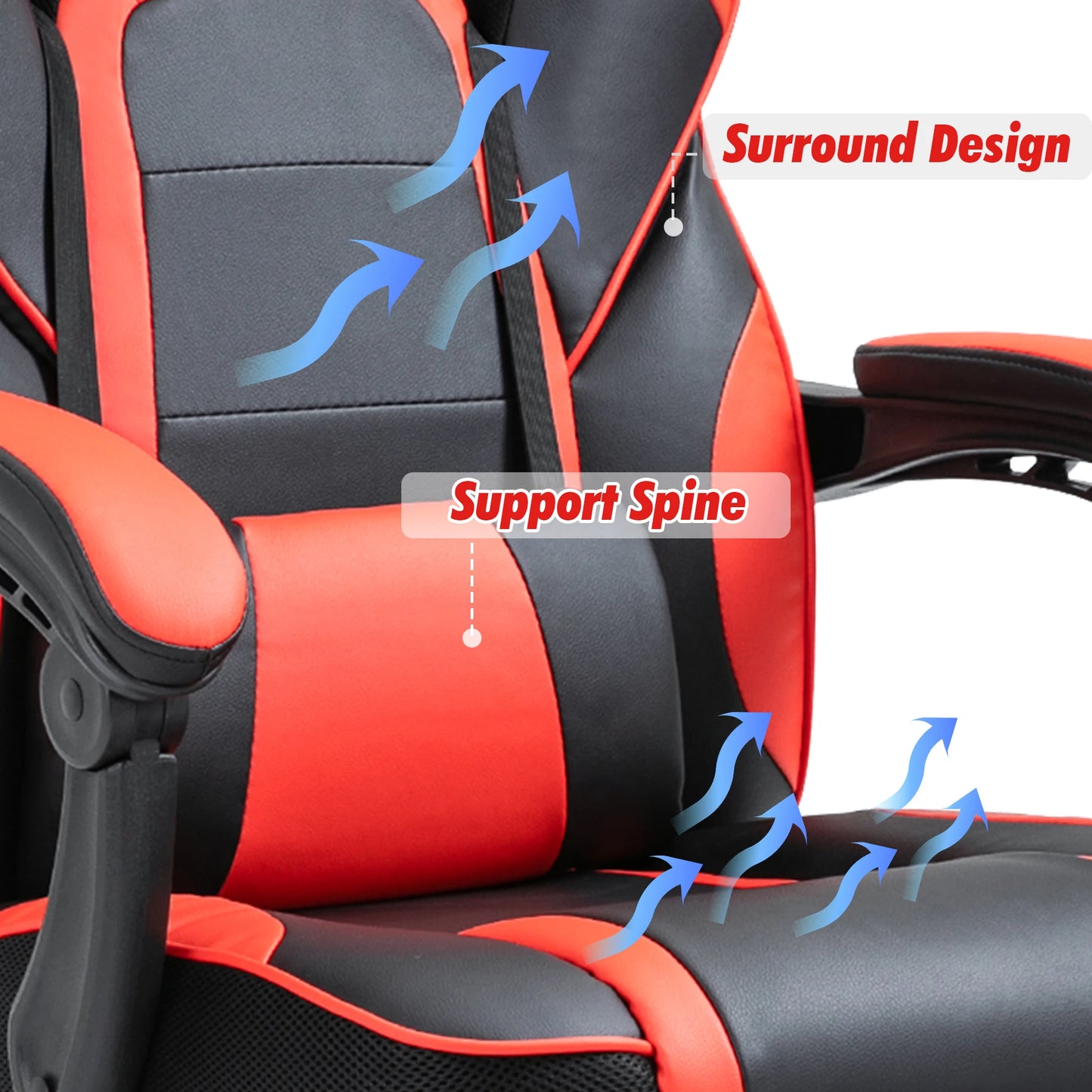 Sigtua Gaming Chair Ergonomic Adjustable Armrests and Seat Headrest,Lumbar Support Adjustable Swivel Office Computer Chair