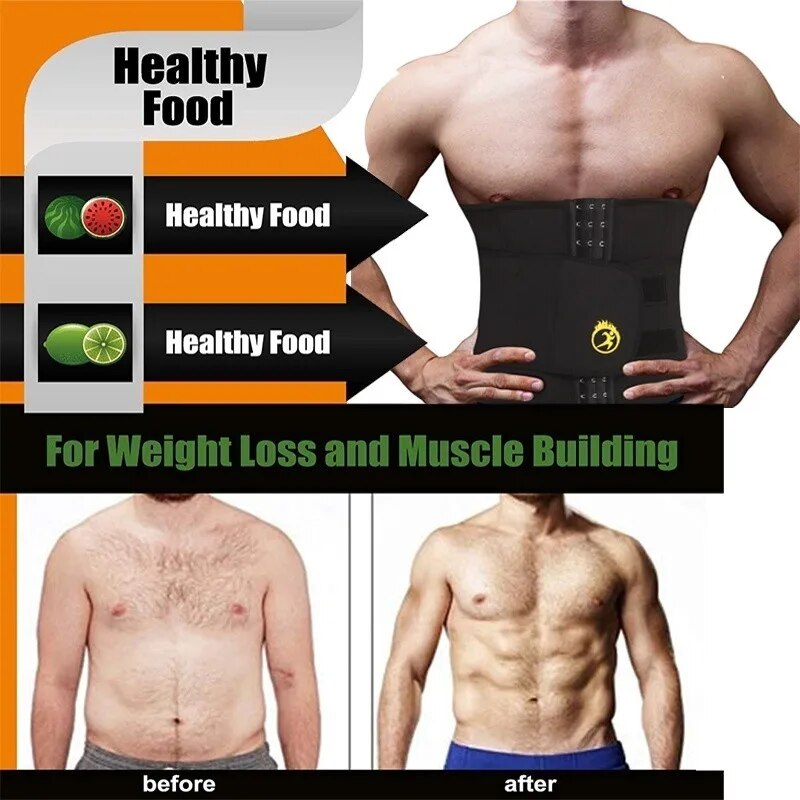 NINGMI Men Waist Trainer with Pocket Neoprene Man Shaper Cincher Corset Male Body Modeling Belt Slimming Strap Fitness Shapewear