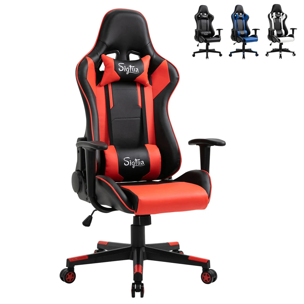 Sigtua WCG Gaming Chair Ergonomic Racing Office Computer Game Chair Adjustable Swivel Seat with Headrest and Lumbar Pillow