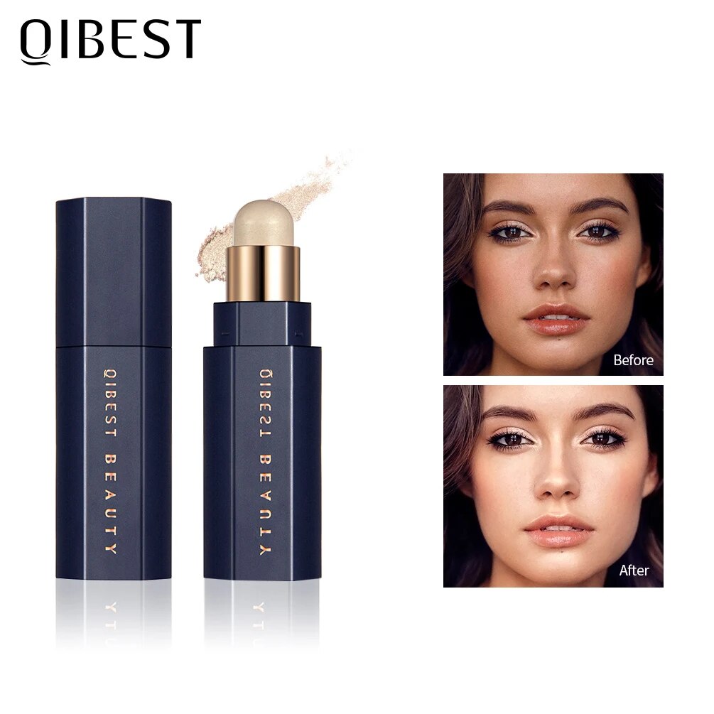 QIBEST Face Highlighter Stick Makeup Glow Face Concealer Contour Bronzer 3D Make Up Corrector Contour Stick Illuminator Cosmetic