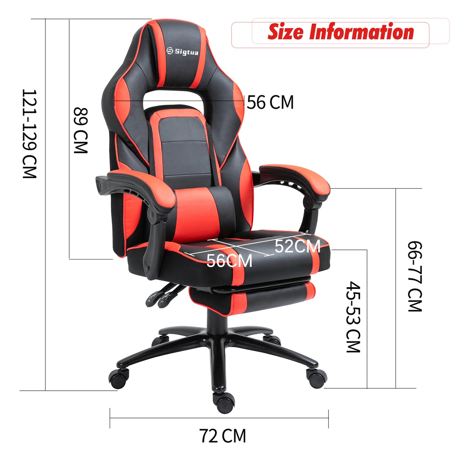 Sigtua Gaming Chair Ergonomic Adjustable Armrests and Seat Headrest,Lumbar Support Adjustable Swivel Office Computer Chair