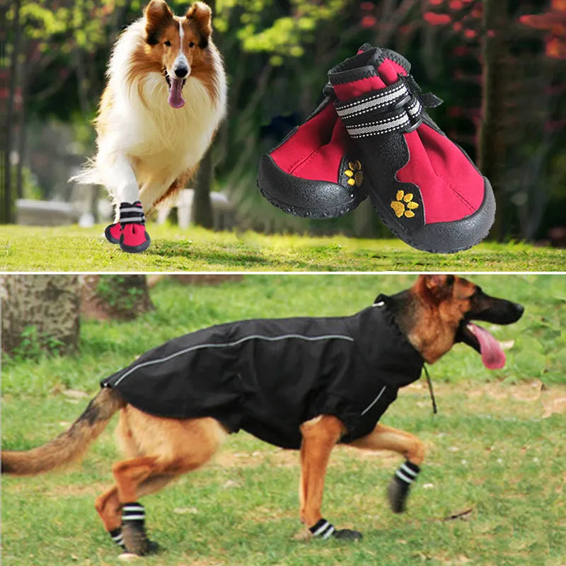 4PCS/set Sport Dog Shoes For Large Dogs Pet Outdoor Rain Boots Non Slip Puppy Running Sneakers Waterpoof Boots Pet Accessories