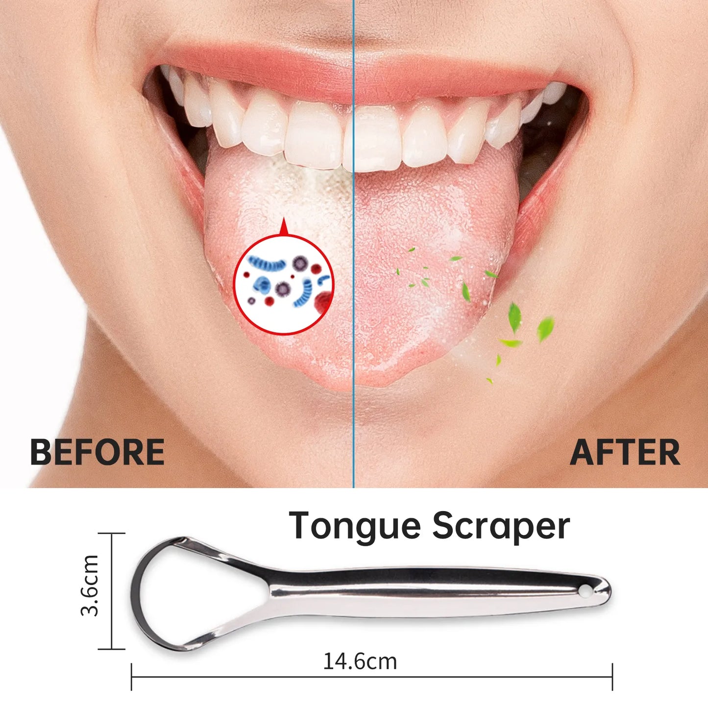 Y-Kelin Hot Sale Stainless Steel Tongue Scraper Metal  Cleaner Reusable & Eco-friendly Brush Fresh Breath Oral Care