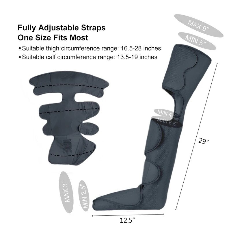 New Leg Air Compression Massager Heated for Foot and Calf Thigh Circulation with Handheld Controller 6 Modes 3 Intensities