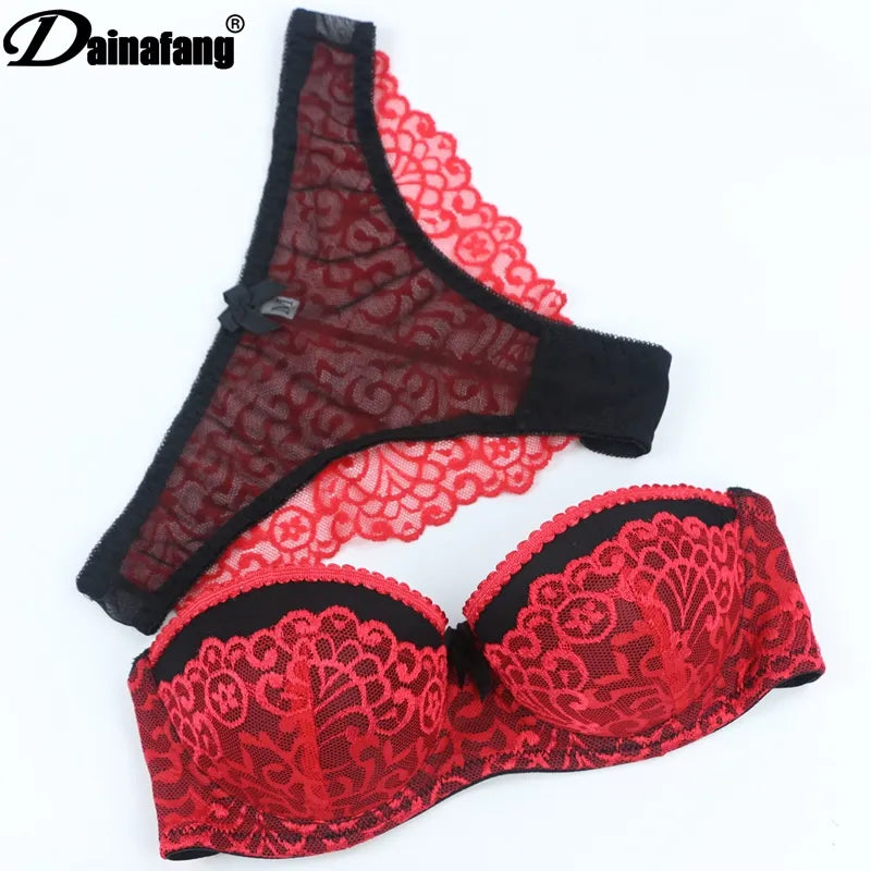 DaiNaFang Brand Wholesale VS New Sexy Bras Sets Push Up Lace V ABC Cup Pink White Female Lingerie Underwear For Girls