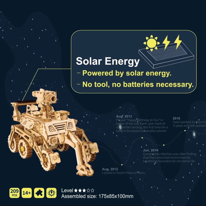 Robotime 3D Puzzle 4 Kinds Moveable Wooden Toys Space Hunting Solar Energy Building Kits Gift for Children Teens Adult LS402