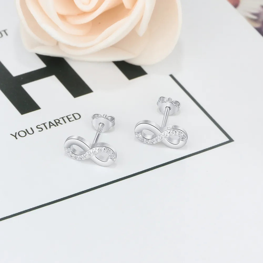 Infinity Love Women's Earrings Number 8 Shape Cubic Zirconia Stud Earrings 2021 Trend Fashion Jewelry Anniversary Gift for Women