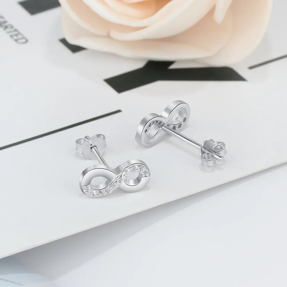 Infinity Love Women's Earrings Number 8 Shape Cubic Zirconia Stud Earrings 2021 Trend Fashion Jewelry Anniversary Gift for Women