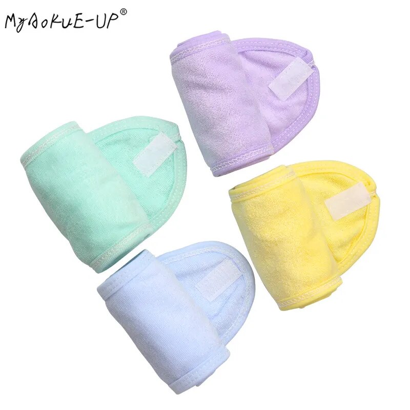 1 PC Makeup Hairband Eyelashes Extension Spa Facial Headband Makeup Wrap Head Terry Cloth Headband Stretch Towel with Magic Tape