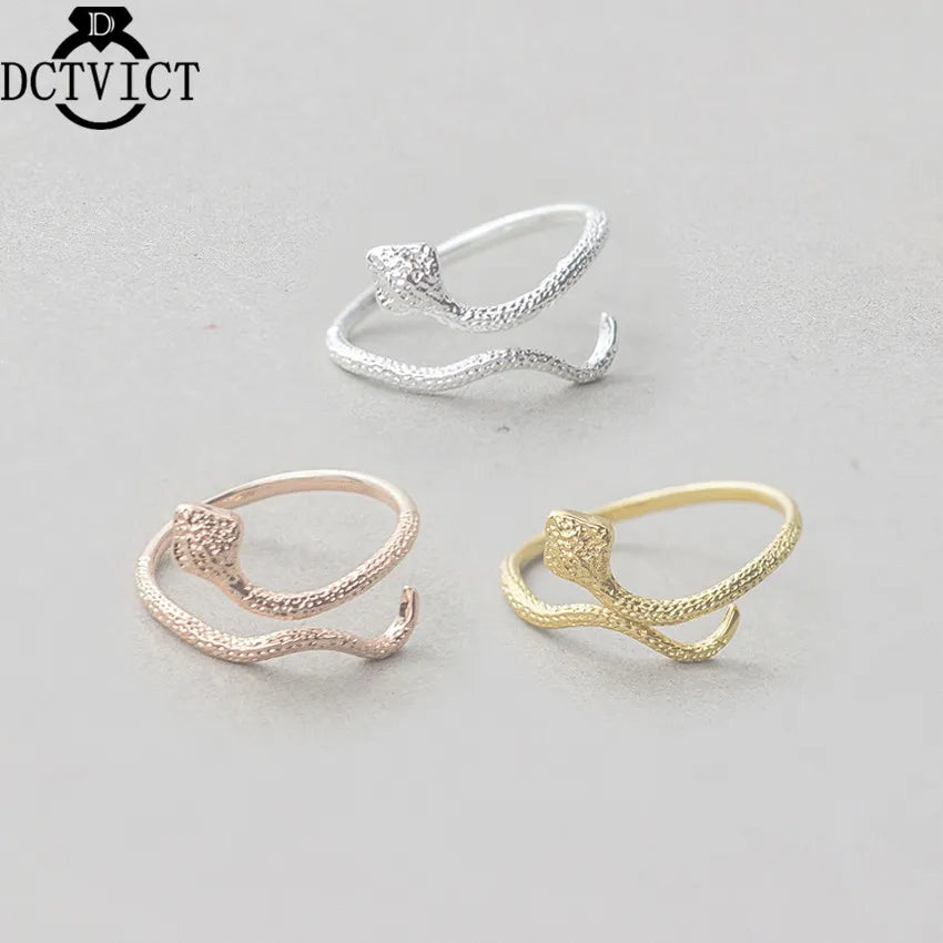 Personality Punk Exaggerated Snake Ring Retro Snake-Shaped Nightclub Ring Copper Opening Adjustable Ring Valentine Gift