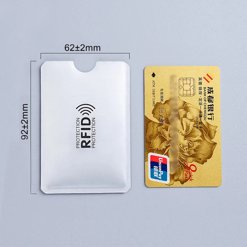 Anti Rfid Wallet Blocking Reader Lock Bank Card Holder Id Bank Card Case Protection Metal Credit Card Holder Aluminium 6*9.3cm