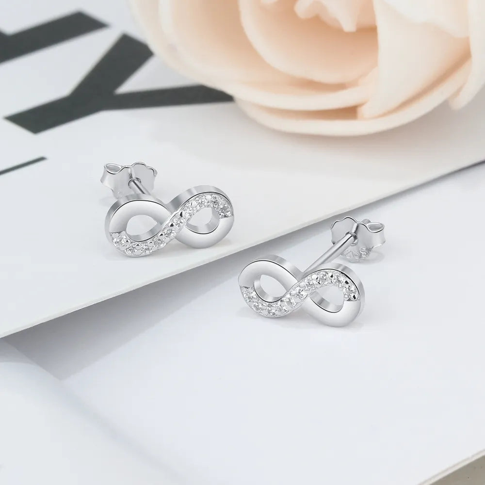 Infinity Love Women's Earrings Number 8 Shape Cubic Zirconia Stud Earrings 2021 Trend Fashion Jewelry Anniversary Gift for Women