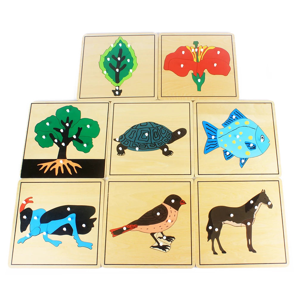 Baby Toy Kids Montessori Flower/Plant/AnimalsPuzzle for Children Wood for Early Childhood Education Preschool Training Learning