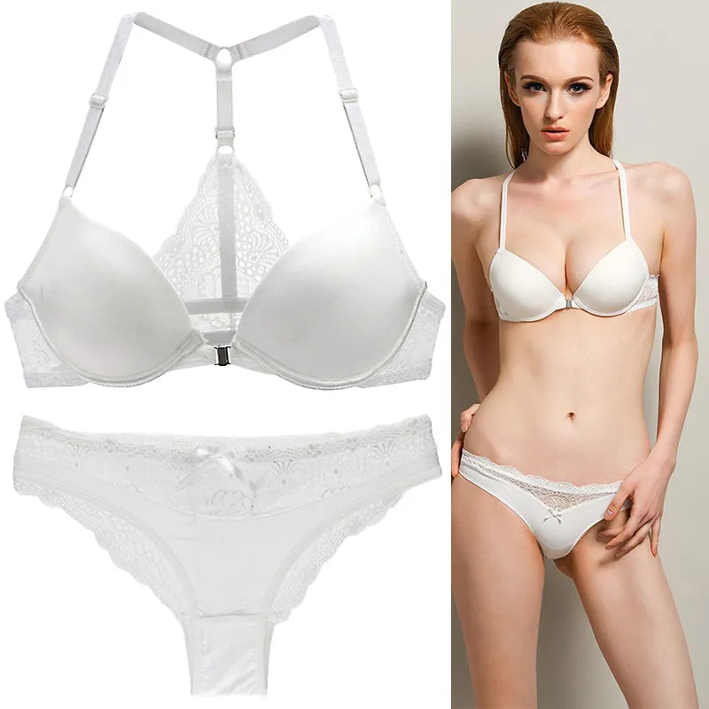 Hot Sale 8 Color Sexy Elegant ABC Cup Bra and Panty Set Women Bras Sets  Lady Underwear Push Up Lingeries Brief Thong