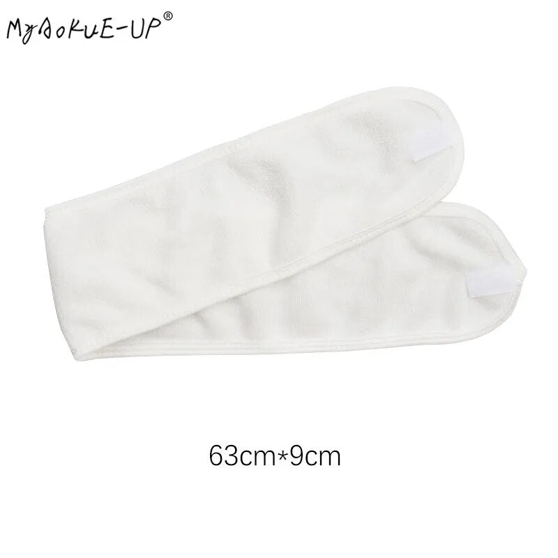 1 PC Makeup Hairband Eyelashes Extension Spa Facial Headband Makeup Wrap Head Terry Cloth Headband Stretch Towel with Magic Tape