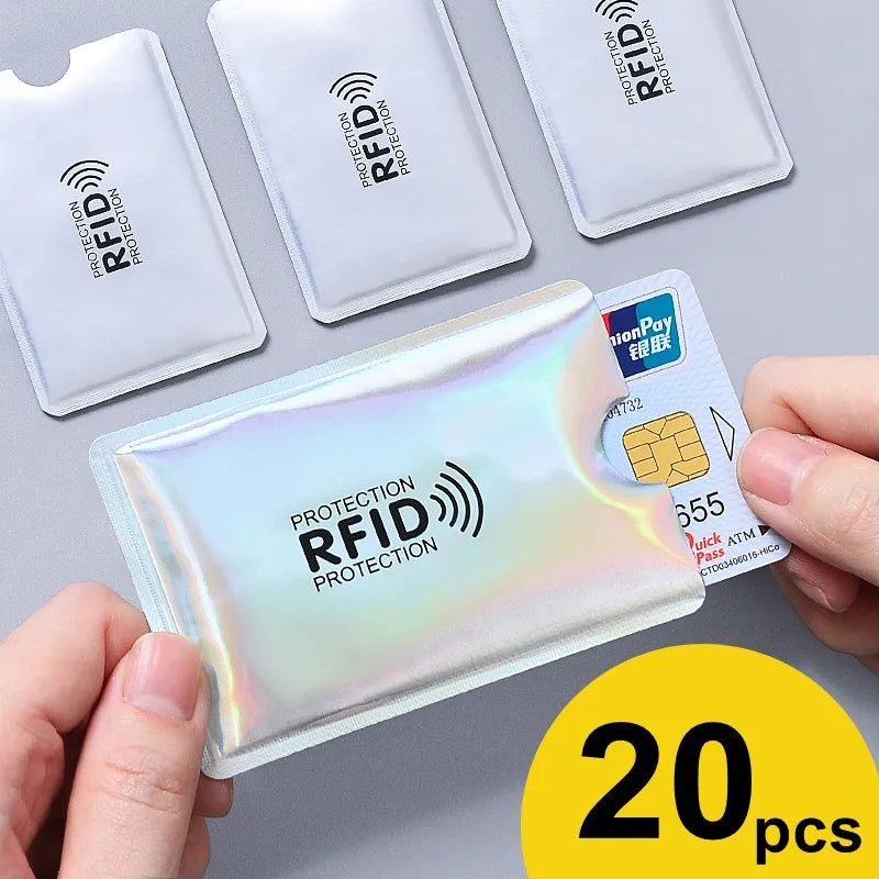 Anti Rfid Wallet Blocking Reader Lock Bank Card Holder Id Bank Card Case Protection Metal Credit Card Holder Aluminium 6*9.3cm