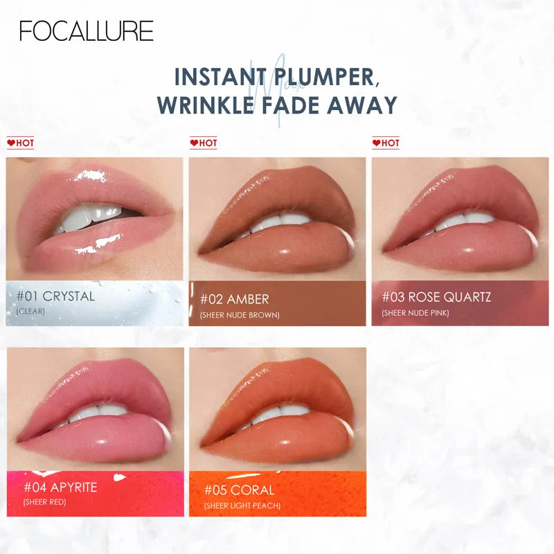 FOCALLURE Liquid Lipstick High Pigment Plumpling Lipgloss Waterproof Not-sticky Moisturizing Lip Balm Lip Tint Makeup Cosmetics