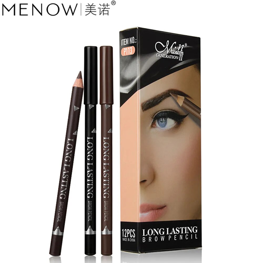 2022 New Hot Sale 12pcs Waterproof Eye Brow Pencil Black Brown Eyebrow Pen Long Lasting Makeup Drop Shipping