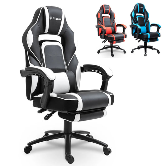 Sigtua Gaming Chair Ergonomic Adjustable Armrests and Seat Headrest,Lumbar Support Adjustable Swivel Office Computer Chair