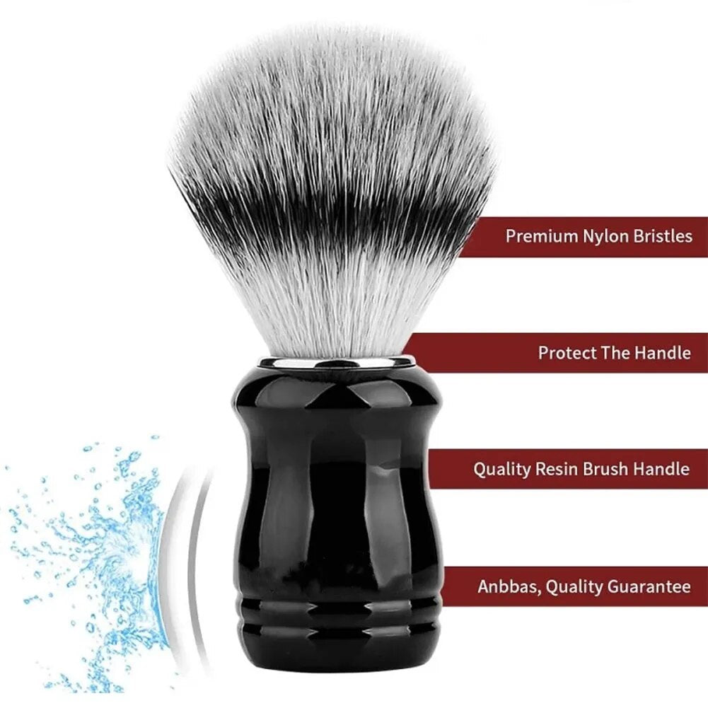 22mm Synthetic Badger Shaving Brush with Black Holder Stand 2IN1 Resin Handle Foam Brush Set for Men Close Wet Shave