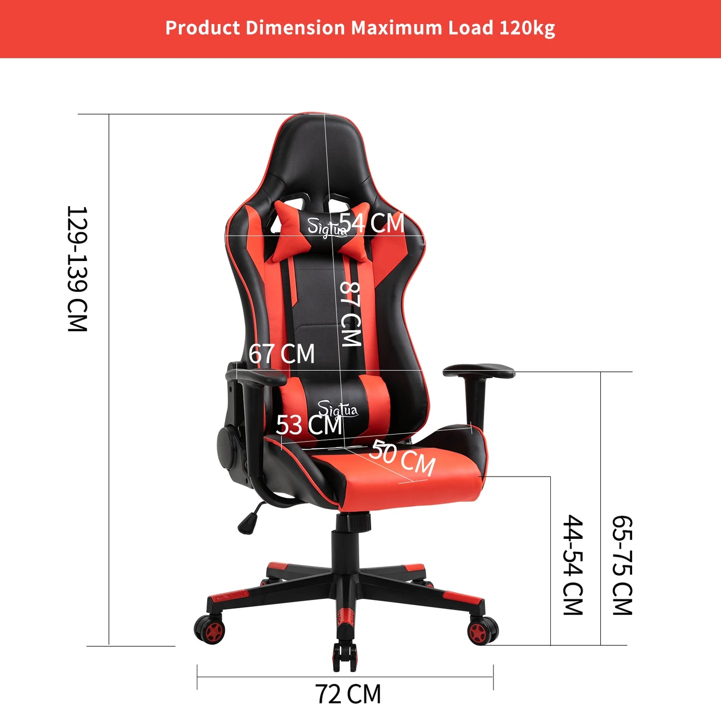 Sigtua WCG Gaming Chair Ergonomic Racing Office Computer Game Chair Adjustable Swivel Seat with Headrest and Lumbar Pillow