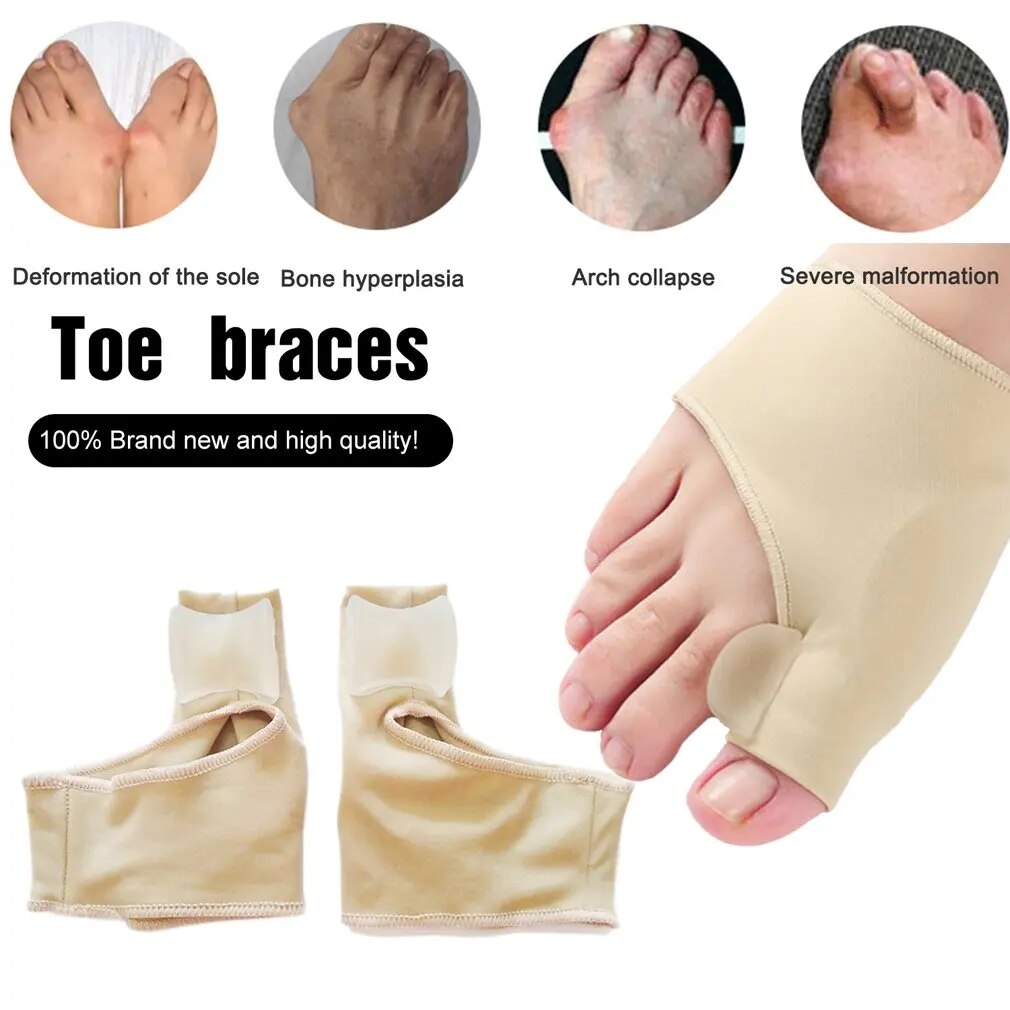 2Pcs=1Pair Toe Separator Hallux Valgus Bunion Corrector Orthotics Feet Bone Thumb Adjuster Correction Pedicure Sock Straightener