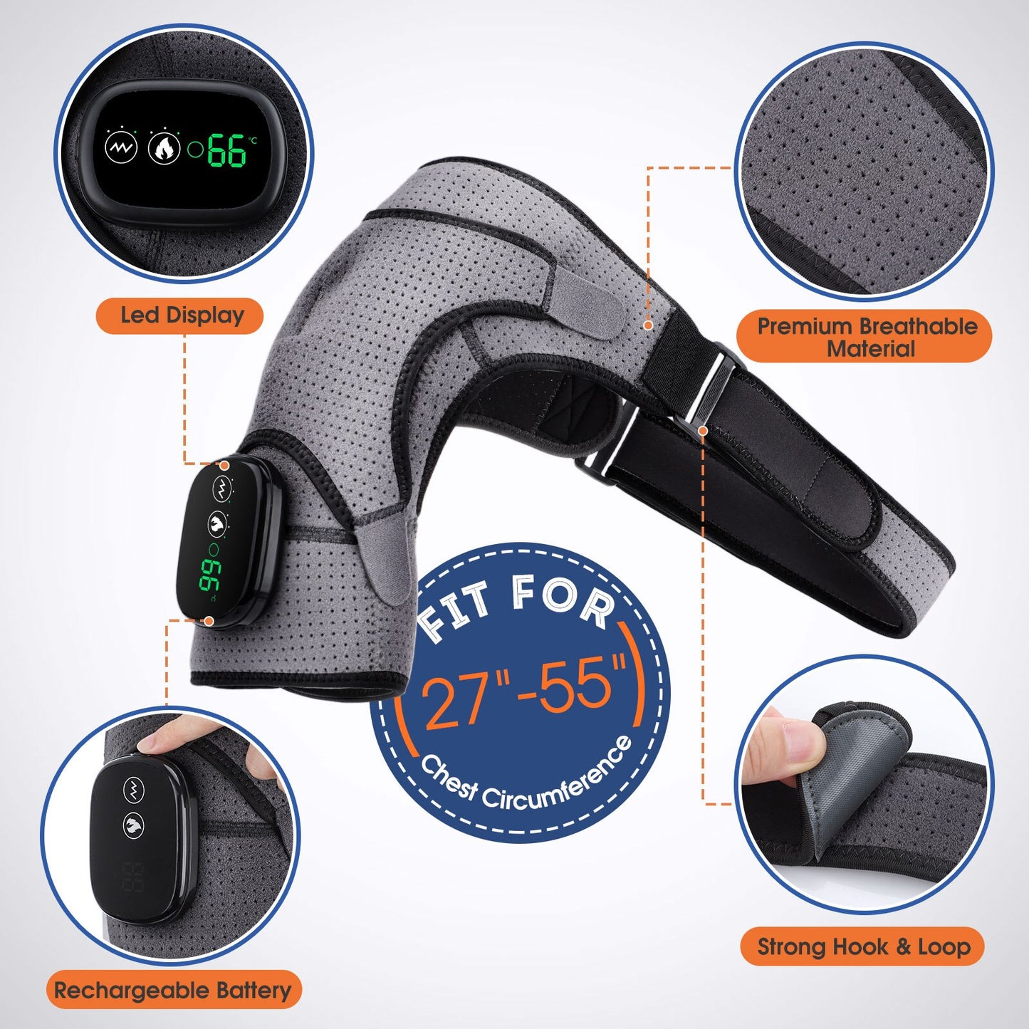 Heating Vibration Massage Rechargeable Therapy Pain Relif Injury