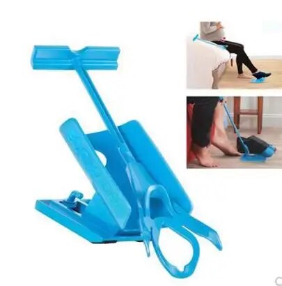 1pc Sock Slider Aid Blue Helper Kit Helps Put Socks On Off No Bending Shoe Horn Suitable For Socks Foot Brace Support