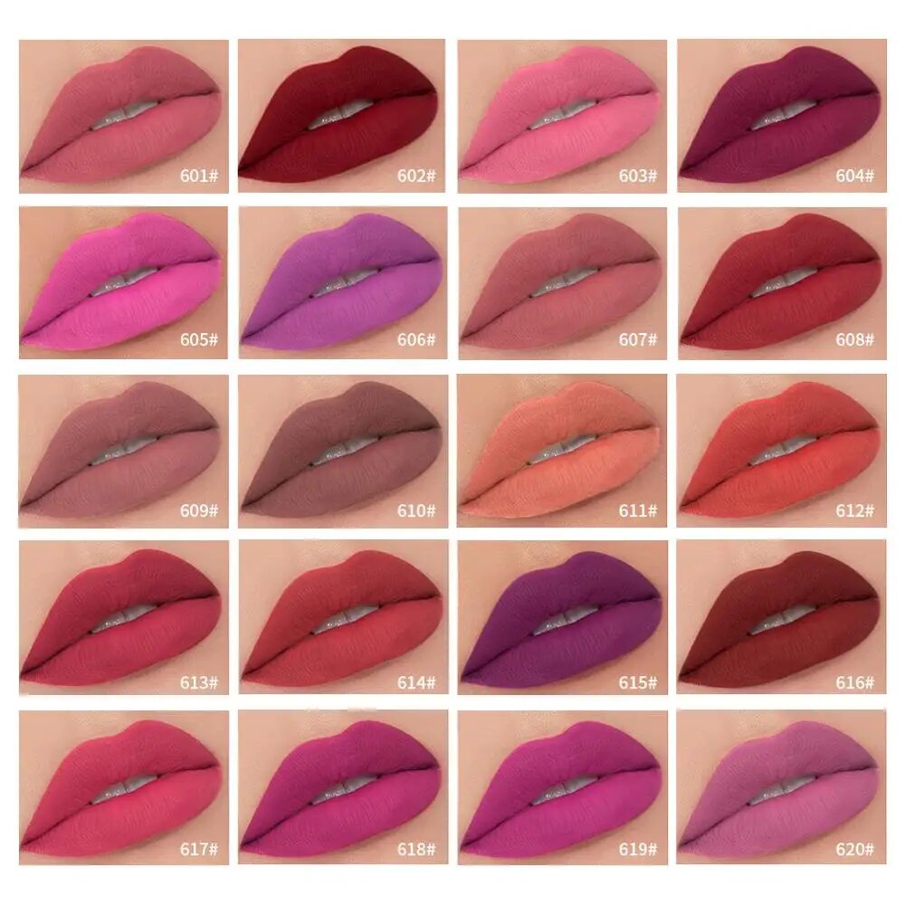 QIBEST Matte Lip Gloss Lip Makeup 34 Colors Velet Nude Waterproof Lipgloss Matte Lipstick Liquid Lipstick Long lasting Lip Tint