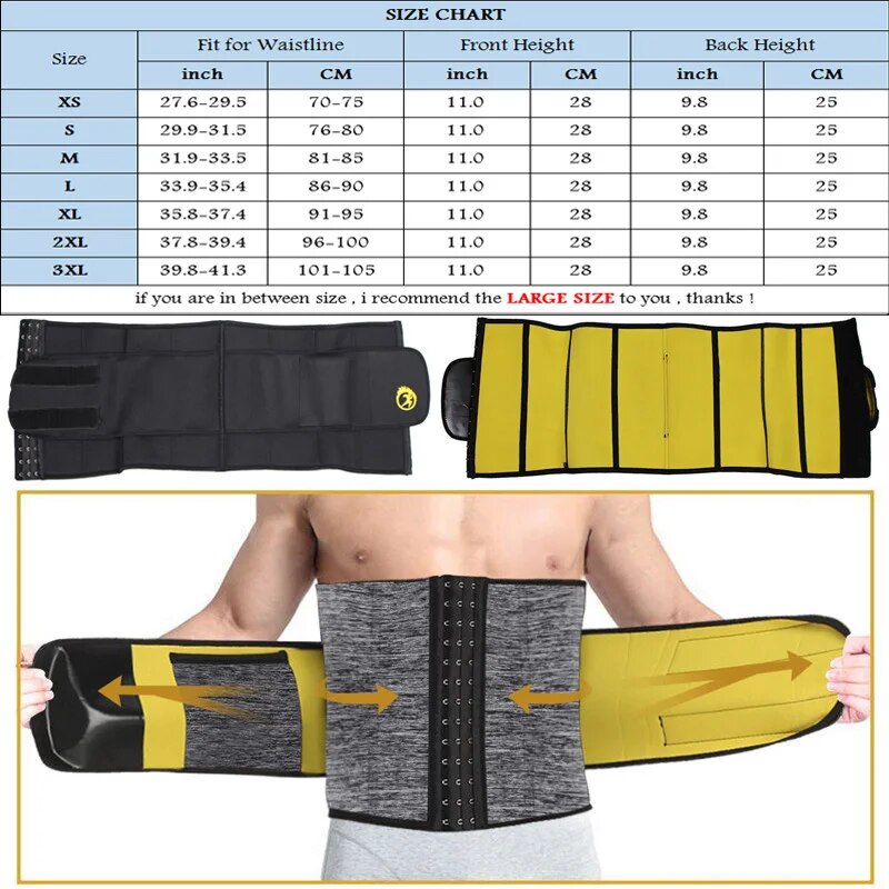 NINGMI Men Waist Trainer with Pocket Neoprene Man Shaper Cincher Corset Male Body Modeling Belt Slimming Strap Fitness Shapewear