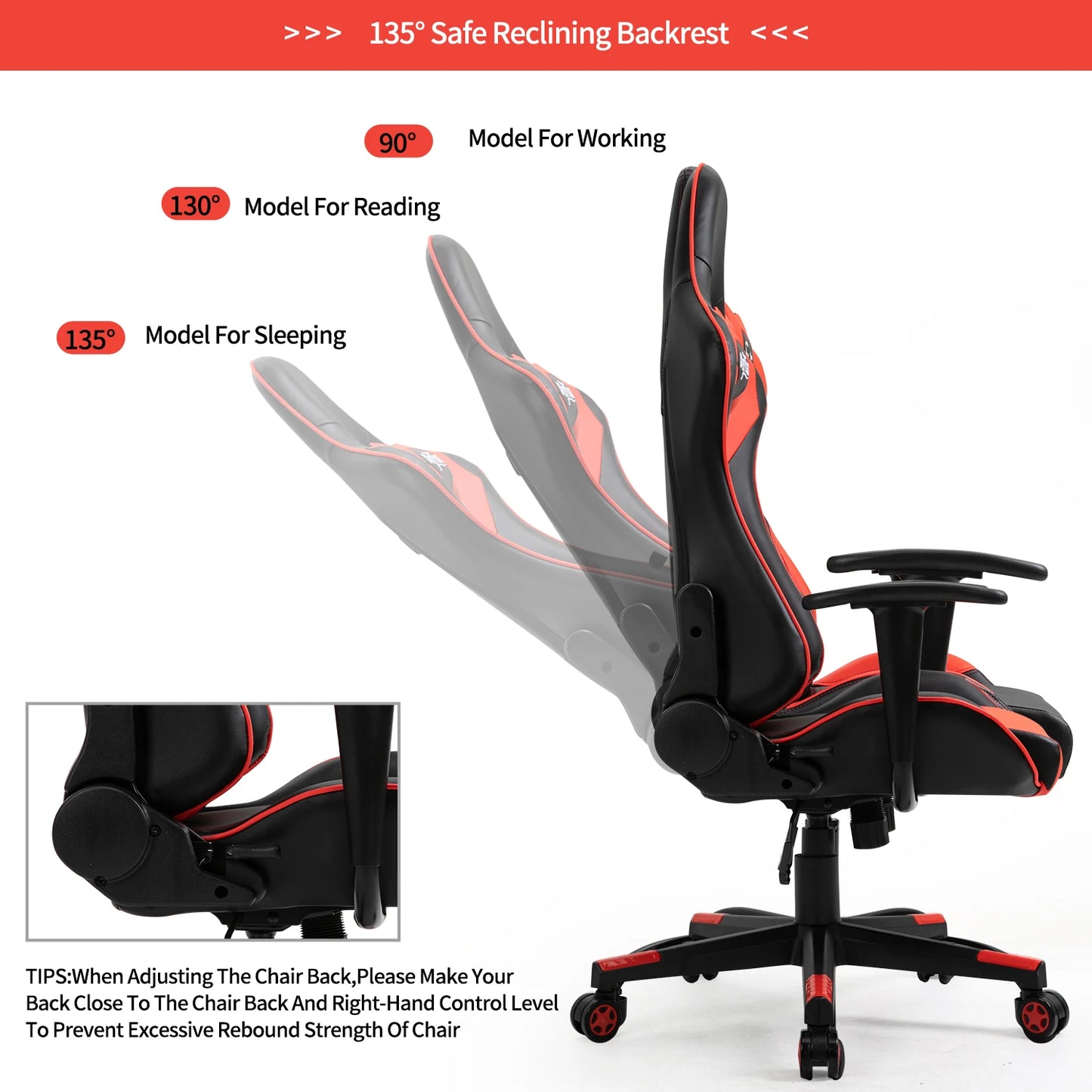 Sigtua WCG Gaming Chair Ergonomic Racing Office Computer Game Chair Adjustable Swivel Seat with Headrest and Lumbar Pillow